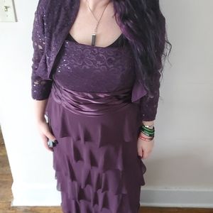 R&M Richards Deep Purple Maxi Dress with Jacket